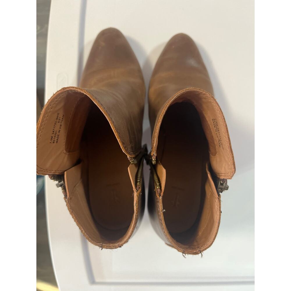 Frye 3471733 Judith Zip Ankle Booties Womens Wheat Brown Leather Size 7.5 - Picture 8 of 10